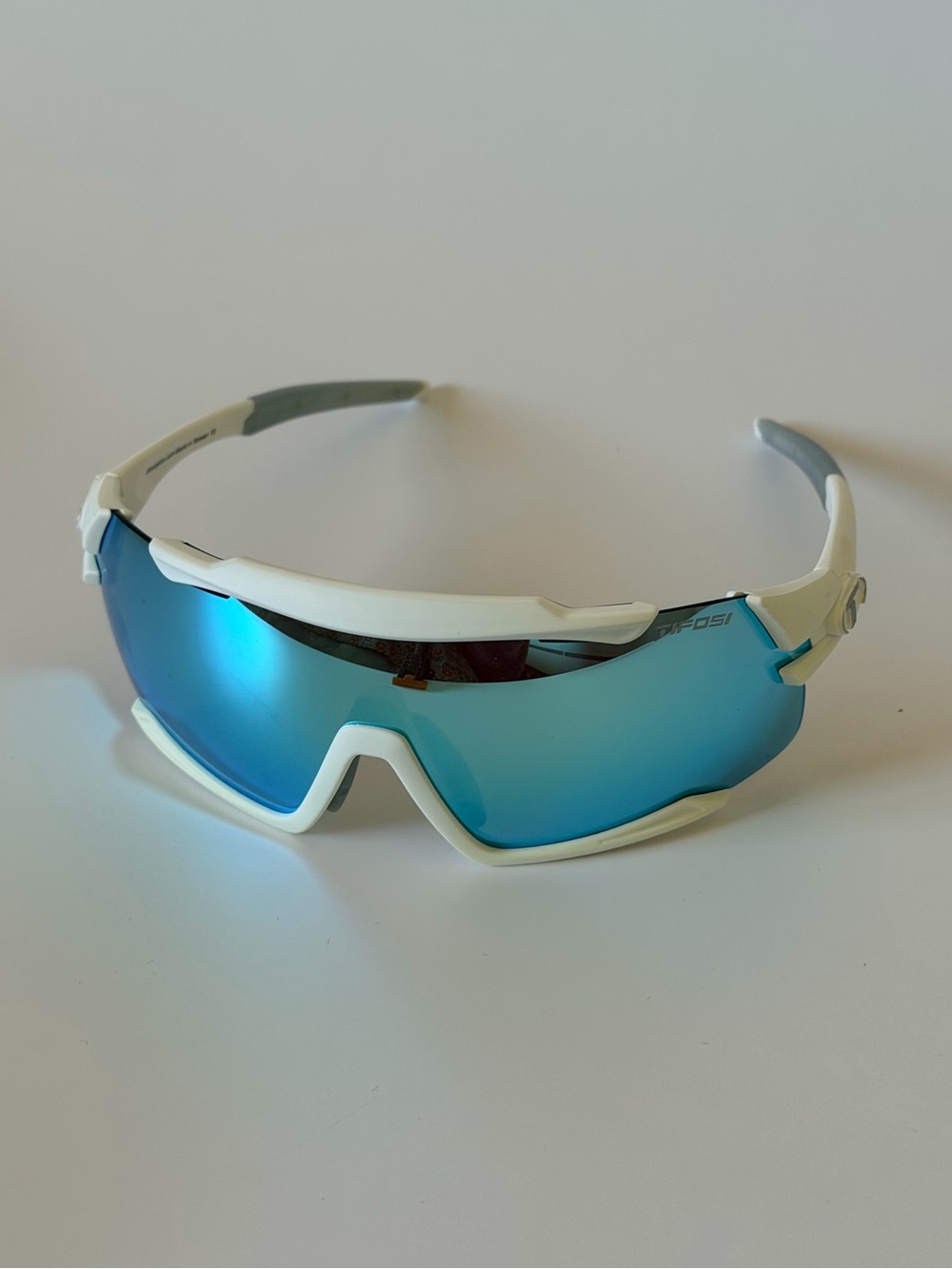 Tifosi Optics White Shield Sunglasses with Blue Mirror Lens